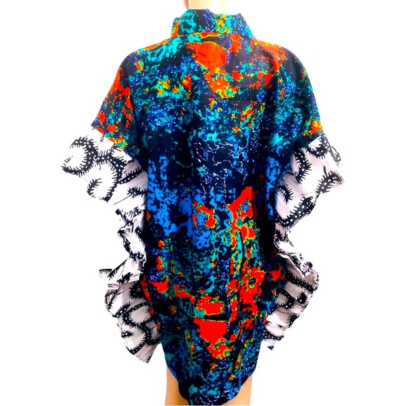 Multicolor African Wax Print Women's Dress - Picture 2 of 2